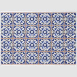 Papel De Seda azulejo azul com caldo de laranja