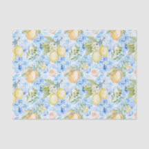 Azulejo Azul Mediterrâneo Limão Amarelo Aquarela