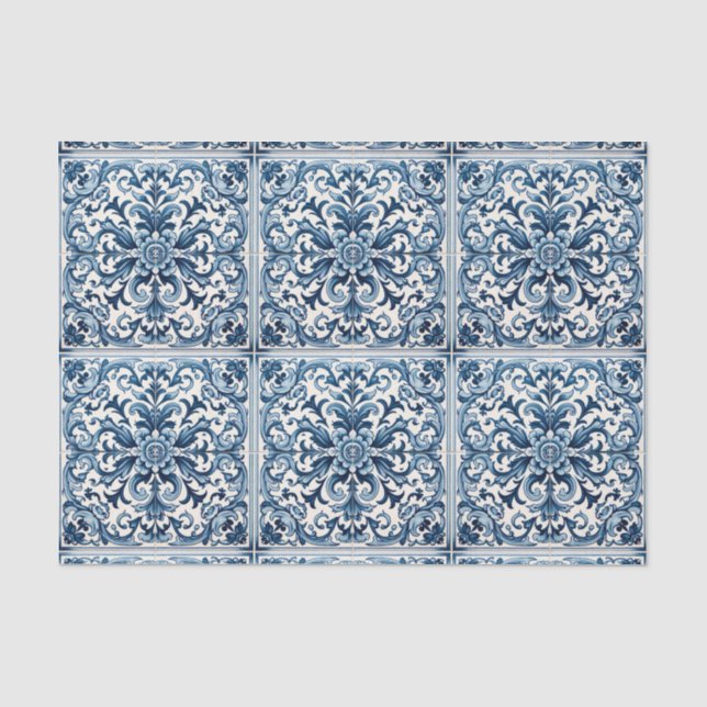 Papel De Seda Azulejo azul português (Frente )