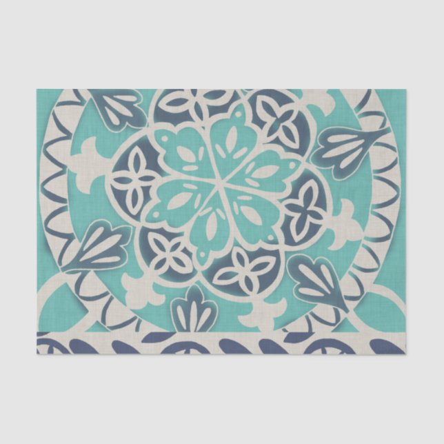 Papel De Seda Azulejo Batik Azul I (Frente )