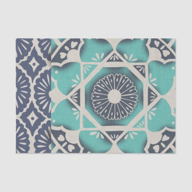 Papel De Seda Azulejo Batik Azul II (Frente )