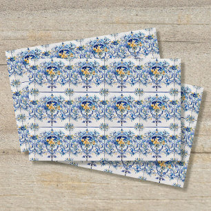 Papel De Seda Azulejo da costa italiana Amalfi - Decoupage azul 