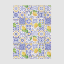 Azulejo de Aquarela Mediterrâneo Padrão Limão