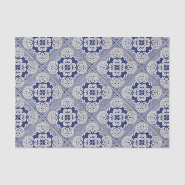 Papel De Seda Azulejo dos azuis cobaltos (Frente )