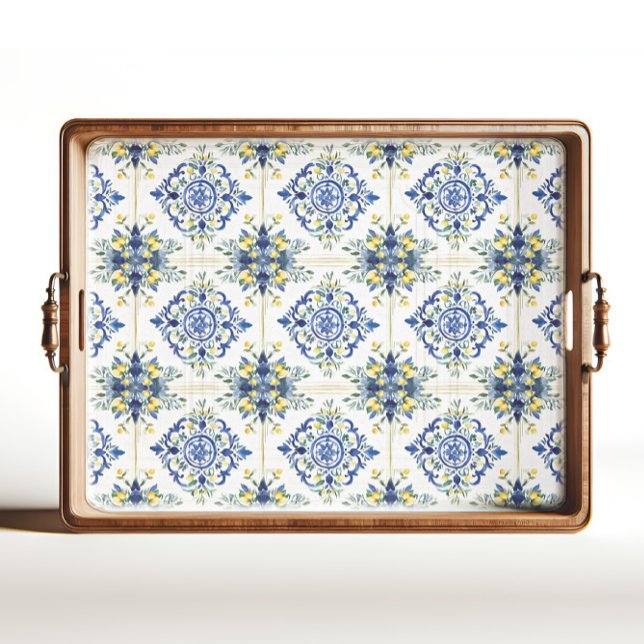 Papel De Seda Azulejo Floral de Limão Italiano Azul e Branco (Criador carregado)