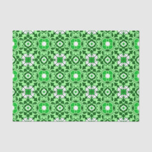 Papel De Seda Azulejo Floral marroquino, Emerald e Verde limão