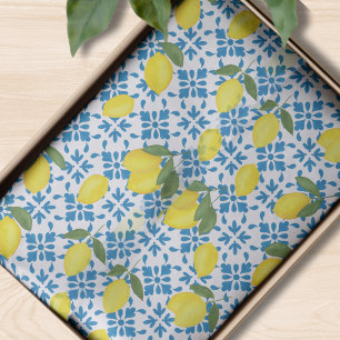 Papel De Seda Azulejo Francês Padrão Limão Country