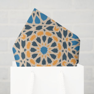 Papel De Seda Azulejo Geométrico Marroquino & Padrão de Laranja
