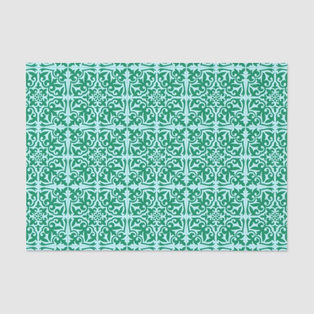 Papel De Seda Azulejo marroquino - turquesa e aqua (Frente )