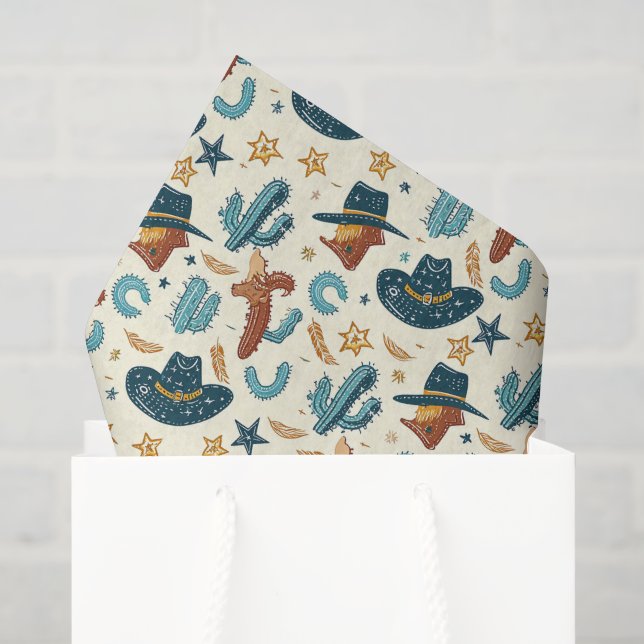 Papel De Seda Azulejo vaqueiro ocidental país legal (Sacola de presentes)