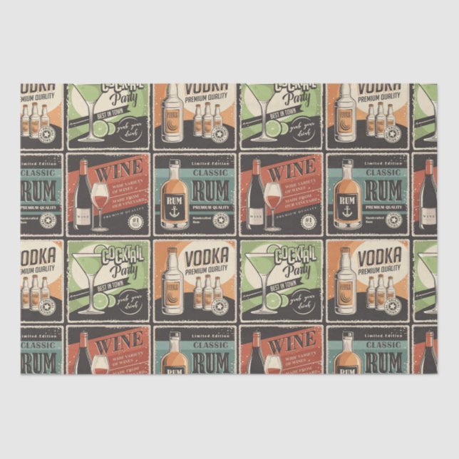 Papel De Seda Azulejos de Bar Vintage Look (Frente )