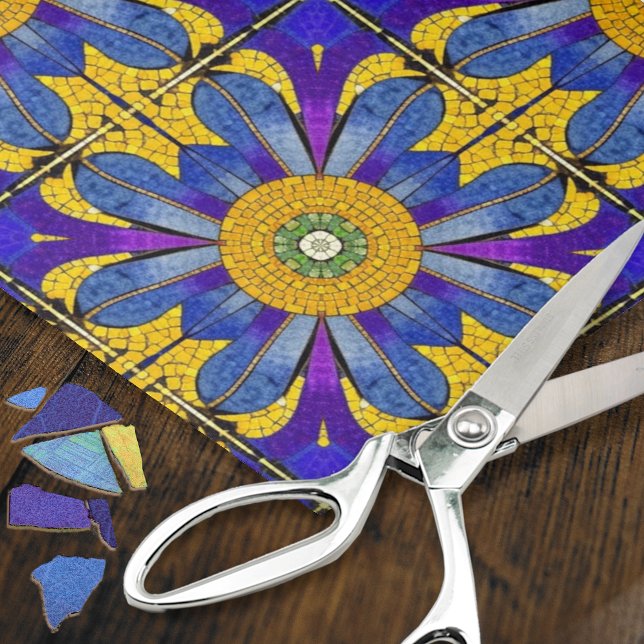 Papel De Seda Azulejos de mosaicos de flores azuis - Artesanato  (Criador carregado)