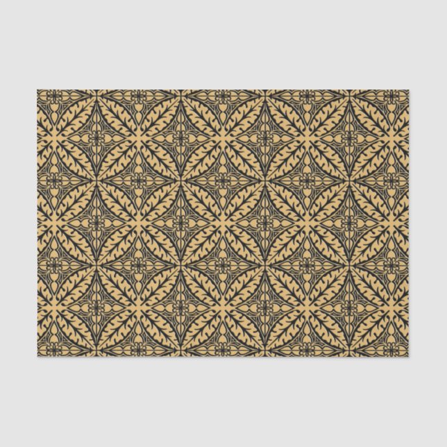 Papel De Seda Azulejos marroquinos - bronzeado de camelo e preto (Frente )