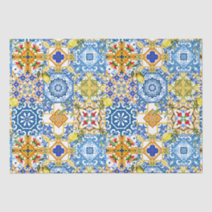 Papel De Seda Azulejos mediterrânicos, majolica, estilo Sicilian