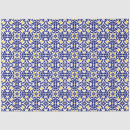 Papel De Seda Azulejos mediterrânicos Padrão Azul e Amarelo