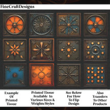 Azulejos mistos - Decoupage de castanho, laranja, 