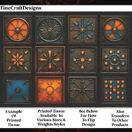 Papel De Seda Azulejos mistos - Decoupage de castanho, laranja, 