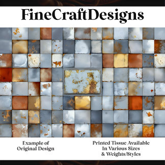 Papel De Seda Azulejos Mosaico com Pátina de Ferrugem Desgastada