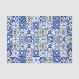 Papel De Seda Azulejos Mosaicos do Mediterrâneo Artesanato Azul