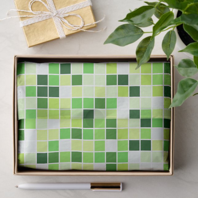 Papel De Seda Azulejos piscinas, Azulejos Mosaicos Verdes, Padrã (Presente)