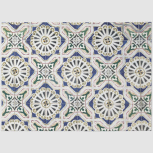 Papel De Seda Azulejos Portugueses - Azulejo Colorido Geométrico