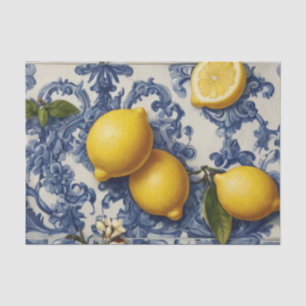 Papel De Seda Azulejos Portugueses Azulejos Lemons Vintage Blue