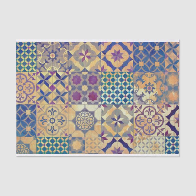 Papel De Seda Azulejos tradicionais mediterrâneos & egeus (Frente )