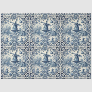 Papel De Seda Azulejos Vintage Blue e White Delft