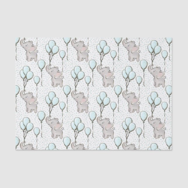 Papel De Seda Baby Boy Elephants (Frente )