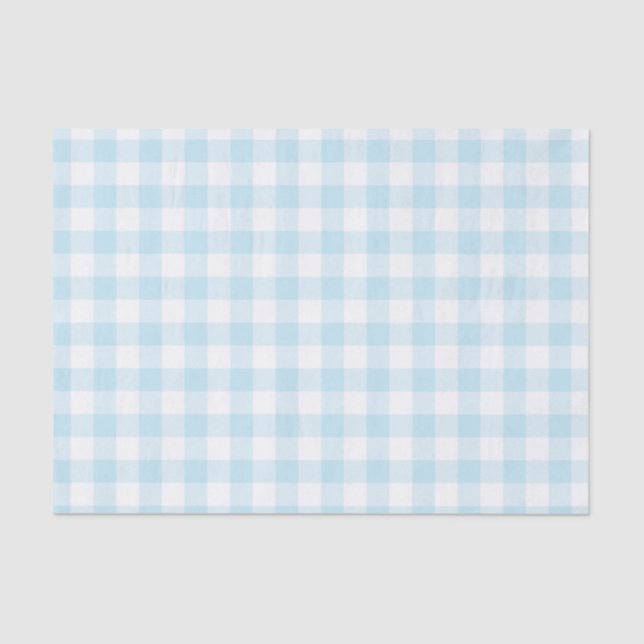 Papel De Seda Baby Boy Pastel Blue Gingham Xadrez (Frente )