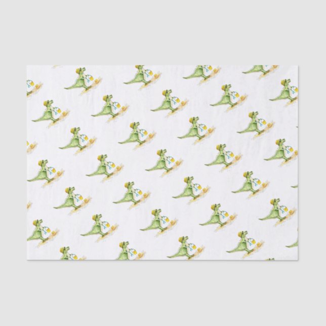 Papel De Seda Baby Dinosaur T-Rex na praia (Frente )
