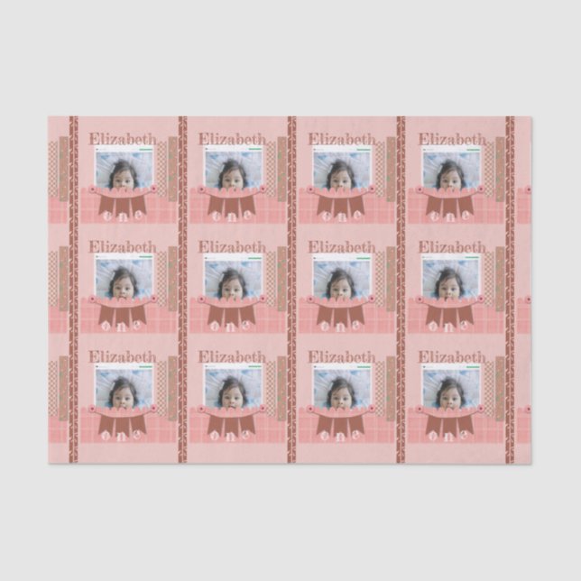 Papel De Seda Baby Girl primeiro aniversario Pink (Frente )