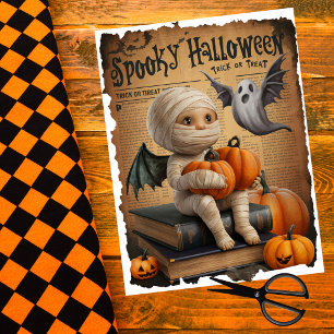 Papel De Seda Baby Mummy Ghost Vintage Halloween Estilo de Jorna