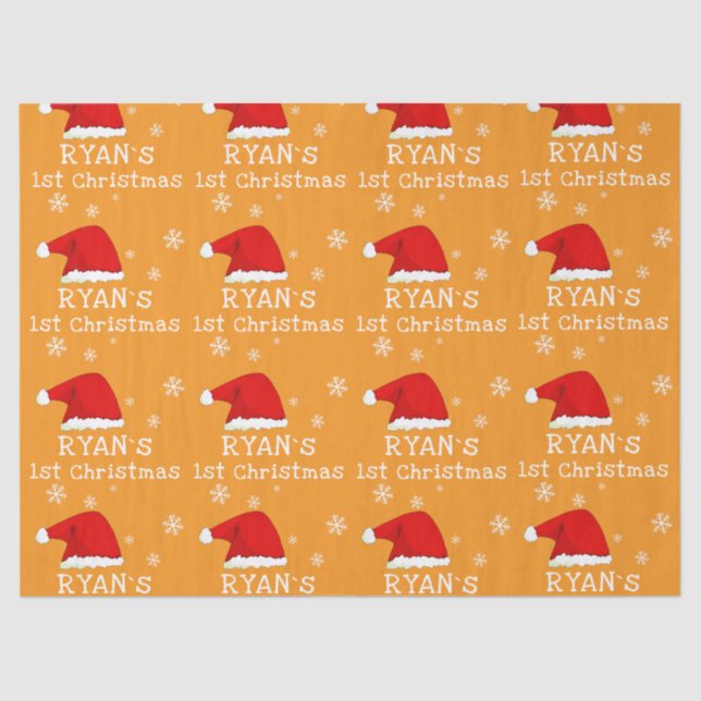 Papel De Seda Baby`s First Christmas Red Santa Hat Snowflake (Frente )