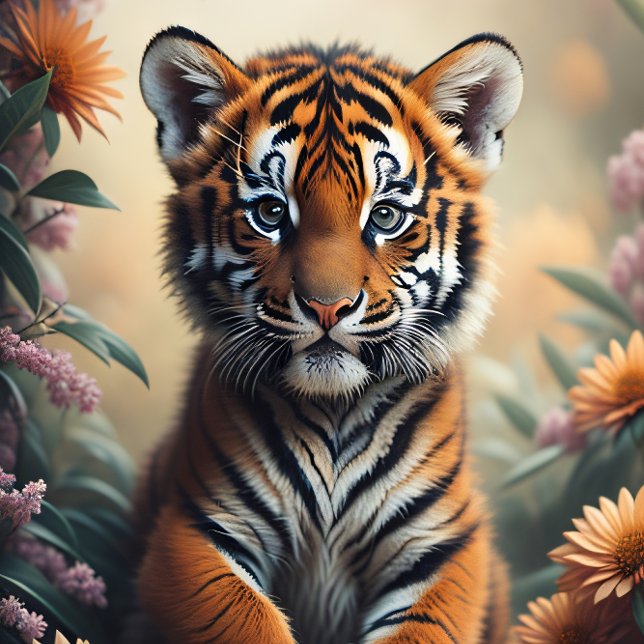 Papel De Seda Baby tiger in the wildflowers v4 (Criador carregado)