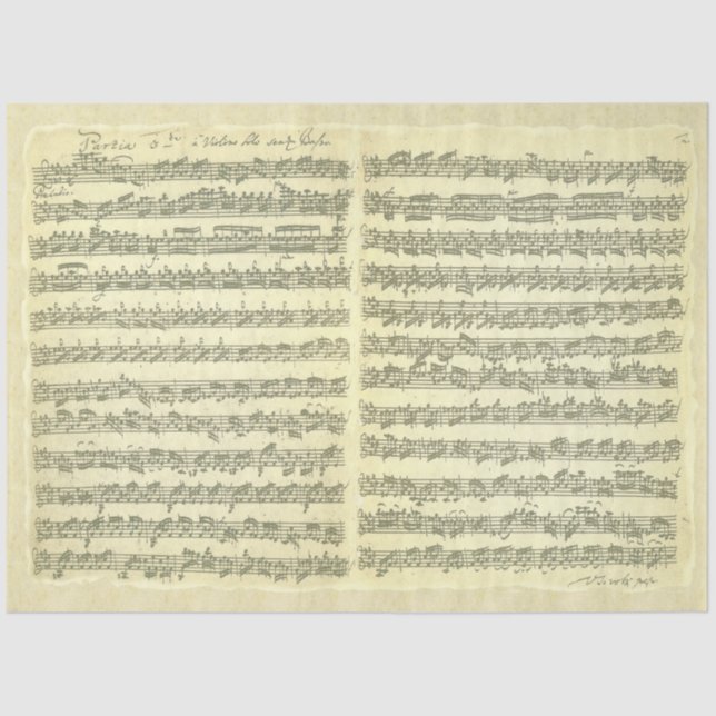 Papel De Seda Bach Partita para Manuscrito de Música Solo Violin (Frente )