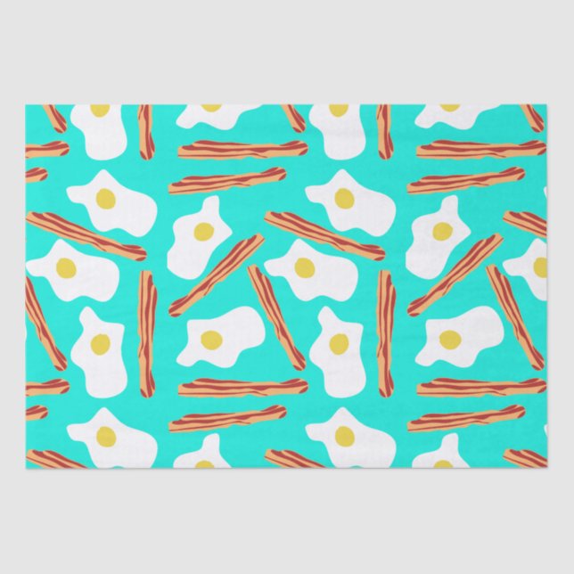 Papel De Seda Bacon em Teal e Ovos (Frente )