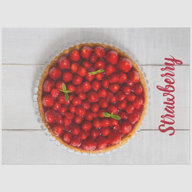 Papel De Seda Bagaço de morango com hortelã em madeira branca (Frente )