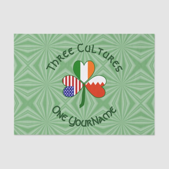 Papel De Seda Bahrain Ireland USA Shamrock Flag Personalizado (Frente )