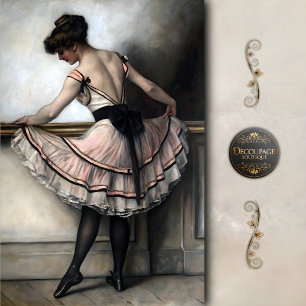 Papel De Seda Bailarina Clássica em Decoupage com Tutu Rosa