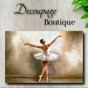 Papel De Seda Bailarina Dançante Impressionista em Marfim Decoup
