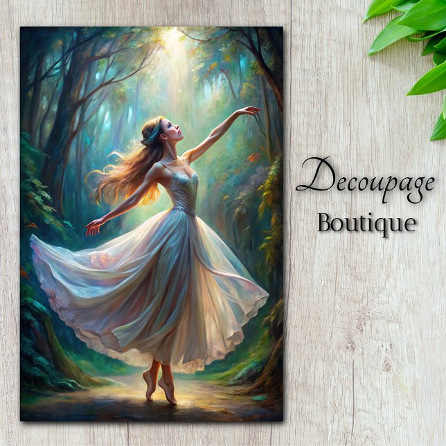 Papel De Seda Bailarina de Decoupagem da Floresta Encantada (Enchanted Forest Ballerina Decoupage Tissue Paper)