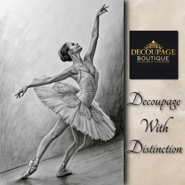 Papel De Seda Bailarina de Lápis Pronta Decoupage (Poised Pencil Ballerina Decoupage Tissue Paper)