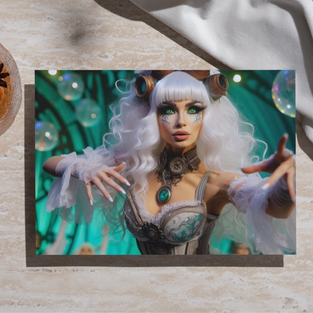 Papel De Seda Bailarina Steampunk Vitoriana Futurista Verde (Criador carregado)