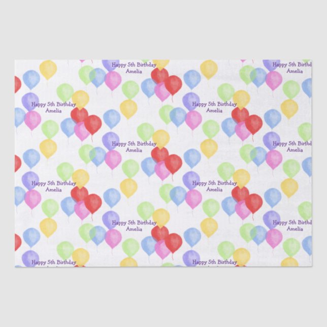 Papel De Seda Balão de Aniversário Personalizado (Frente )