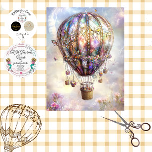 Papel De Seda Balão de Ar Quente em Vidro Pintado Decoupage