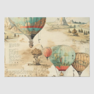 Papel De Seda Balão de Vintage Ar Quente em Paisagem Serena (10)