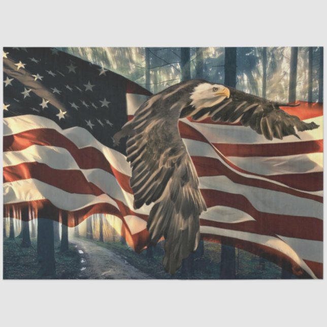 Papel De Seda Bald Eagle American Flag Country Road (Frente )