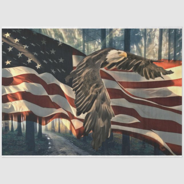 Papel De Seda Bald Eagle American Flag Country Road (Frente )