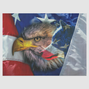 Papel De Seda Bald Eagle E Wolf American Flag